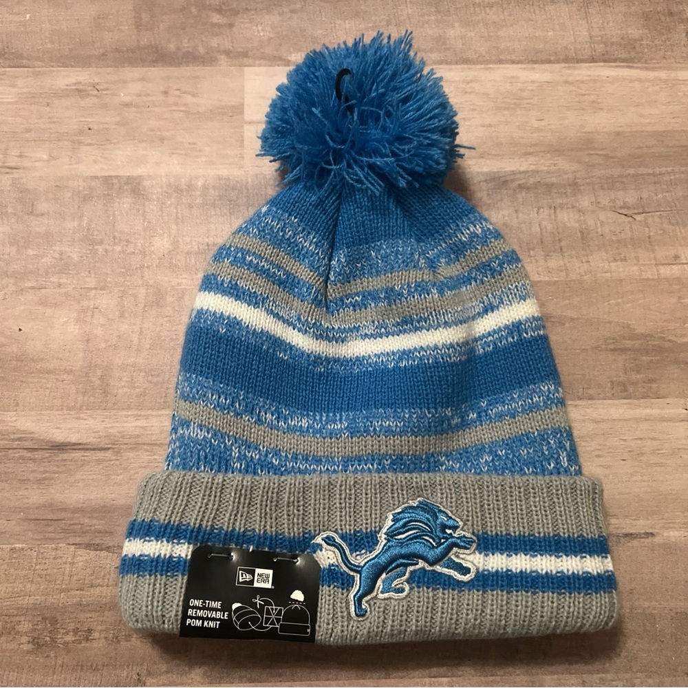 Detroit Lions New Era On-Field Cuffed NFL Winter Double Knit hat cap size Men's
